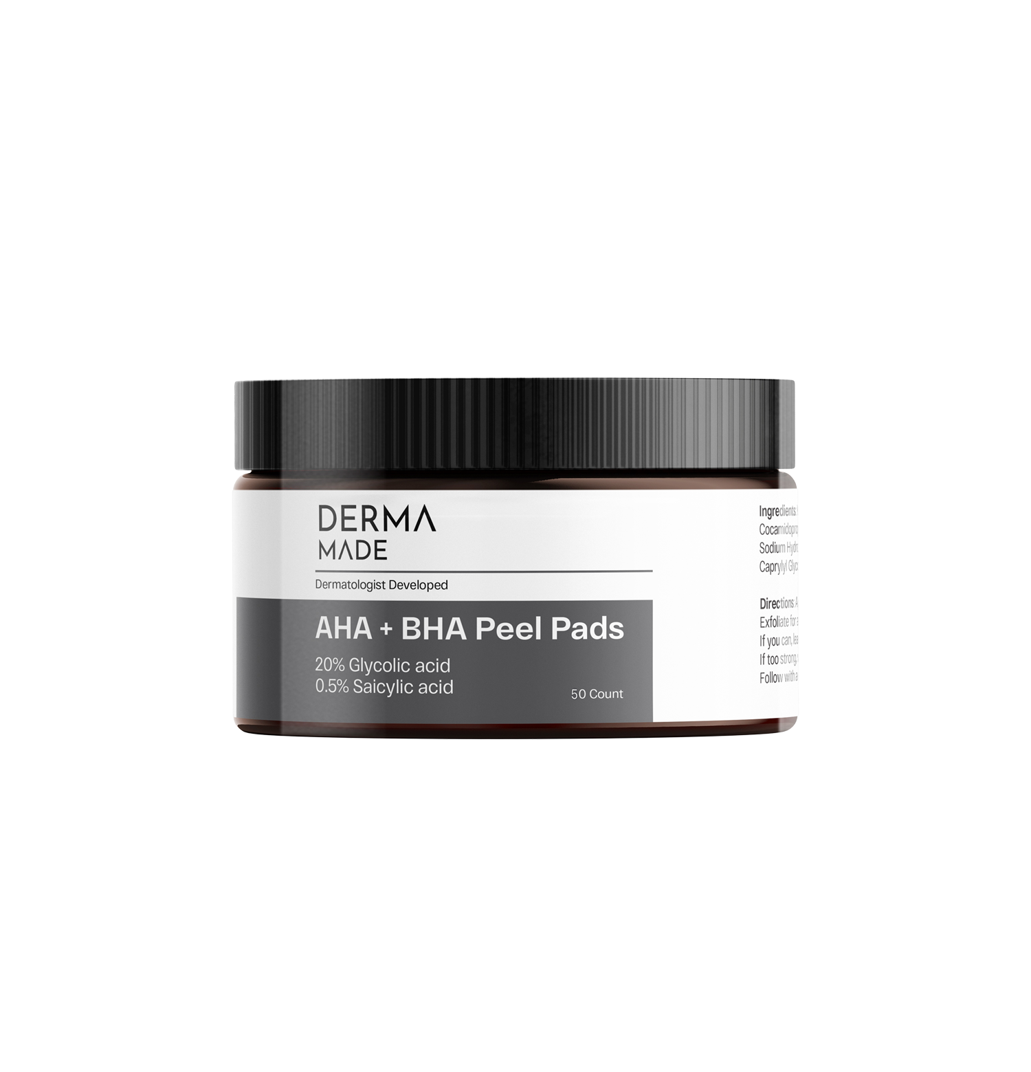 AHA + BHA Peel Pads from Derma Made. Glycolic and Saicylic acid